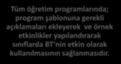 sınıflarda BT nin etkin olarak kullanılmasının sağlanmasıdır.