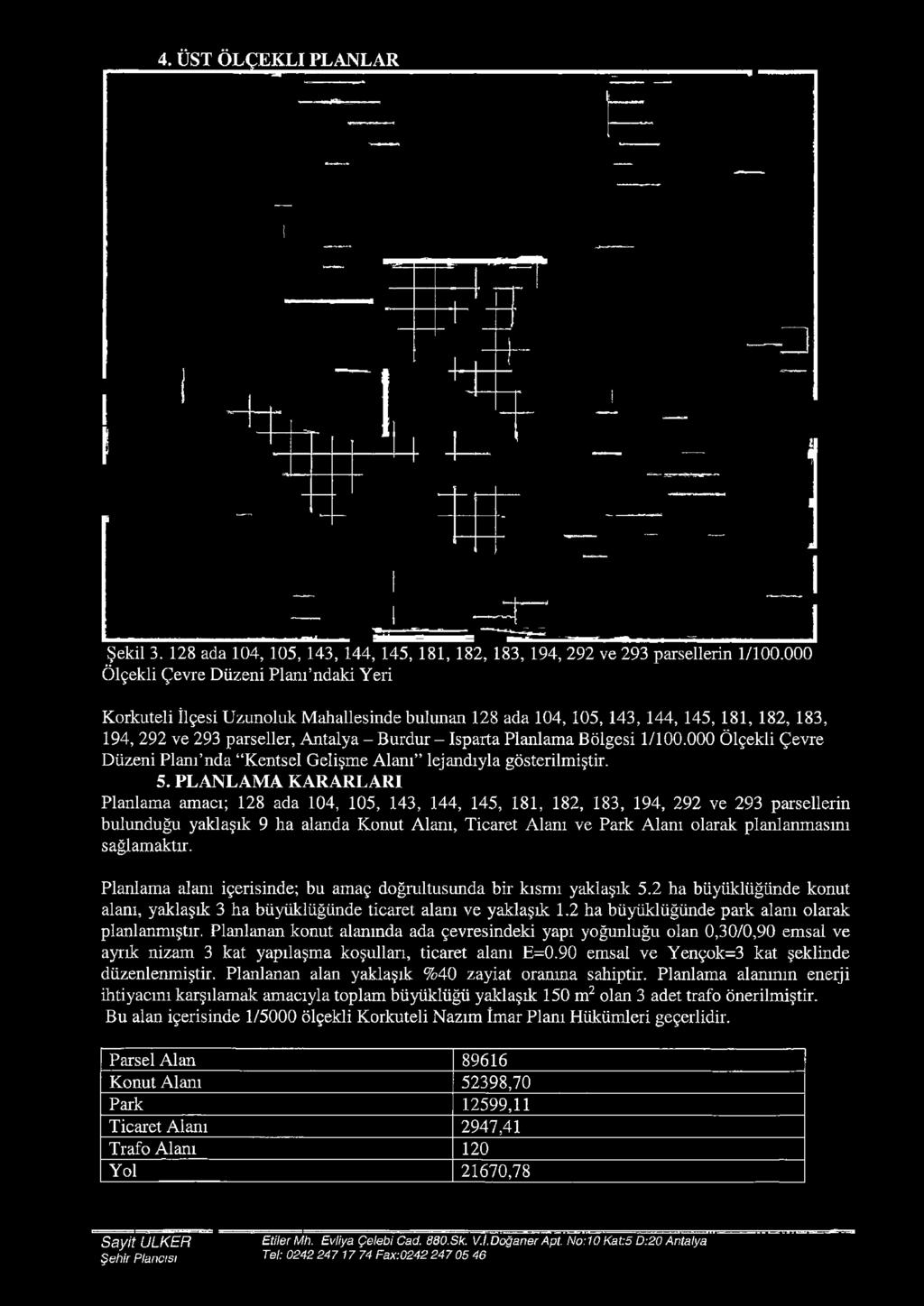 planlanmasmı sağlamaktır. Planlama alanı içerisinde; bu amaç doğrultusunda bir kısmı yaklaşık 5.