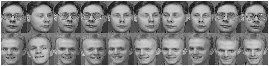 Şekil 5. 1 ORL yüz veritabanından beş farklı kişiye ait örnek yüz görüntüleri (devamı) 5.