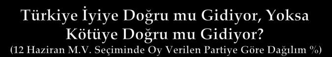 Kesinlikle iyiye gidiyor İyiye gidiyor toplamı İyiye gidiyor Ne iyiye ne kötüye gidiyor Kötüye gidiyor Kesinlikle kötüye gidiyor Kötüye gidiyor Fikrim yok Toplam Türkiye nin Gidişatı ve Hayattan