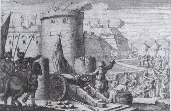 v İnebahtı da Osmanlı donanması haçlılar tarafından yakıldı. İnebahtı Savaşı nı Anlatan Bir Gravür v Tunus alındı.