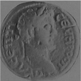 Ön yüz: Roma İmparatoru Septimus Severus büstü.