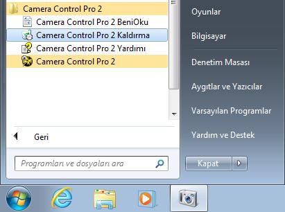 Camera Control Pro yu Kaldırma Windows Kaldırma işlemini gerçekleştirmek için yönetici ayrıcalıklarına sahip bir hesap kullanın.
