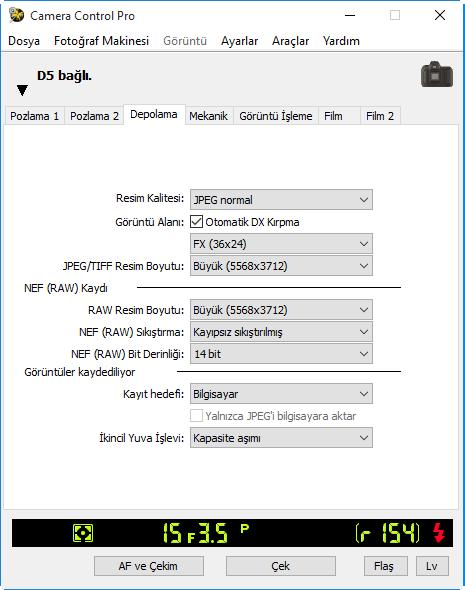 İlk sayfaya geri dön Camera Control Pro 2 64 Genel Bakış Depolama Sekmesi Aşağıdaki ayarlar Depolama sekmesinden ayarlanabilir: Fotoğraf Makinesi Kontrolleri 10/29 Resim Kalitesi Görüntü Alanı (D5/D4