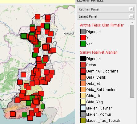 olduğunu ilgili lejantta görüntülenmektedir. Şekil 2.
