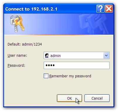 Prihlasovacia obrazovka sa objaví. Vložte User Name (Užívateľské meno) a Password (Heslo) a kliknite na OK pre prihlásenie.