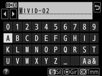 Dosya Adlandırma G düğmesi C fotoğraf çekimi menüsü Fotoğraflar DSC_ veya Adobe RGB renkli alan kullanan görüntüler olması durumunda (0 45) _DSC içeren ve ardından dört basamaklı bir sayı ve üç