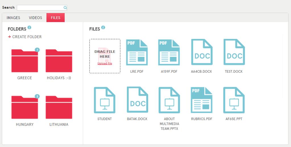 Materyaller - Dosyalar Görüntüler, videolar veya dosyalar arayın Dosyayı buraya sürükleyin veya Dosya yükle üzerine tıklayın Dosyalarınızı organize etmek için klasörler oluşturun