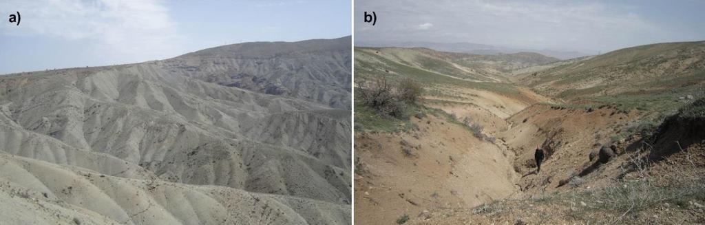 Doğu ve kuzeyde yarılmanın fazla olduğu vadi yamaçlarında, yüzeye çıkan aynı litoloji nedeniyle bu alanlarda da şiddetli erozyon görülmektedir.