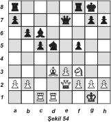 3. Vxd2 Vc4 4. Kfd1 Keb8 Siyah, Fxc3 oynayarak piyonu geri alabilirdi, fakat daha başka olanaklar görerek vezir kanadındaki baskıyı arttırıyor. Diğer tehditler yanında Kxb2 tehdidi de vardır. 5.