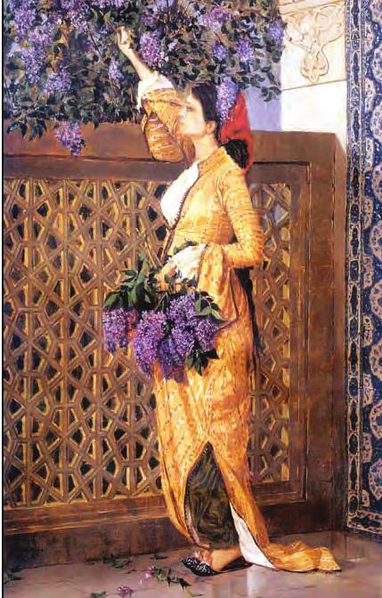 Resim 5.11: Osman Hamdi Bey in Leylak Toplayan Kız adlı tablosu Hu kuk oku mak üze re Pa ris e giden Osman Hamdi Bey, Güzel Sanatlar Okulundaki resim ve arkeoloji derslerine de devam etti.