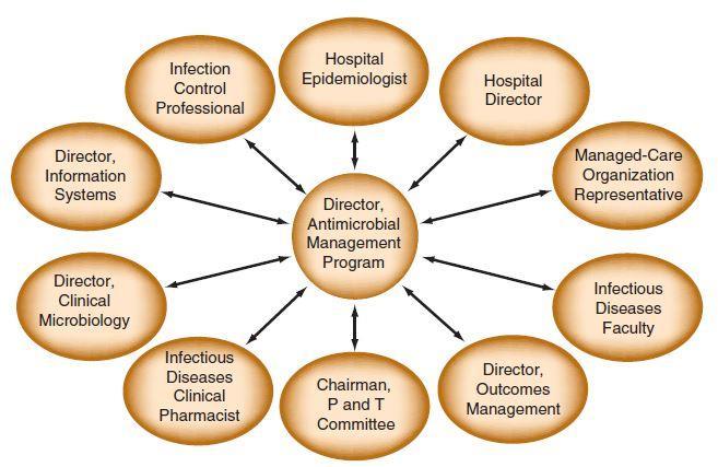 Antibiyotik Yönetiminde Örgütlenmenin Yapısı MacDougall C. Antimicrobial stewardship. In: Bennett JE, et al. eds.