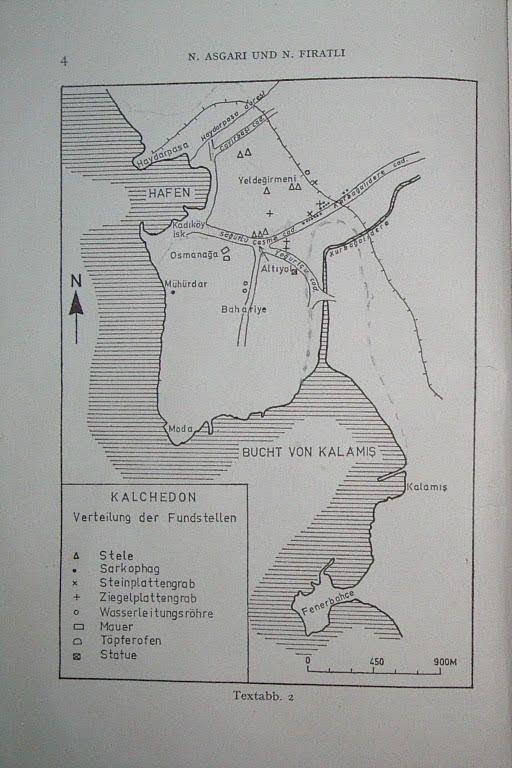 Harita 1: Kadıköy de ele geçen arkeolojik buluntuların konumları. Asgari, N. ve Fıratlı N.