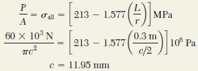 Örnek Problem 10.4 b. 300 mm lik Uzunluk. Yine L/r>55 olduğunu varsayalım. c = 11.