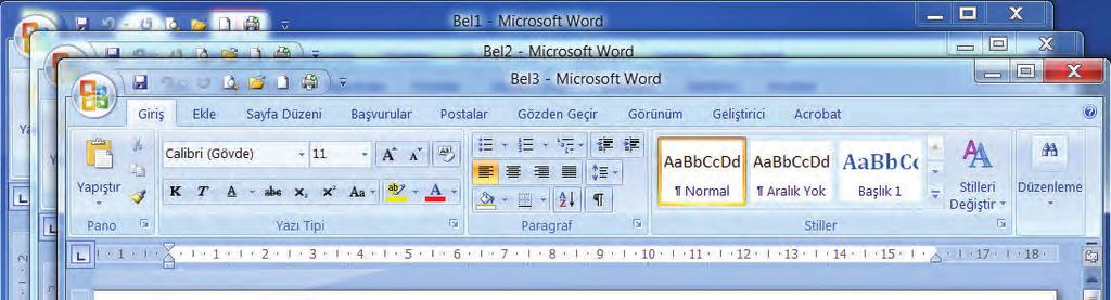 3: Dosya açma Word 2007 de belgeler varsayılan olarak Kullanıcı dosyaları/kitaplıklar/belgeler dizinine kayıt edilir. Aç komutu verildiğinde yine bu dizin açılmaktadır (Resim 3.4).