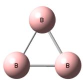 6.2.2. B 3 Atom Topakları B 3 nötr atom topakları: Tablo 6.3 B 3 nötr atom topaklarının hesaplama verileri CEP121-G 6-311++G(d.
