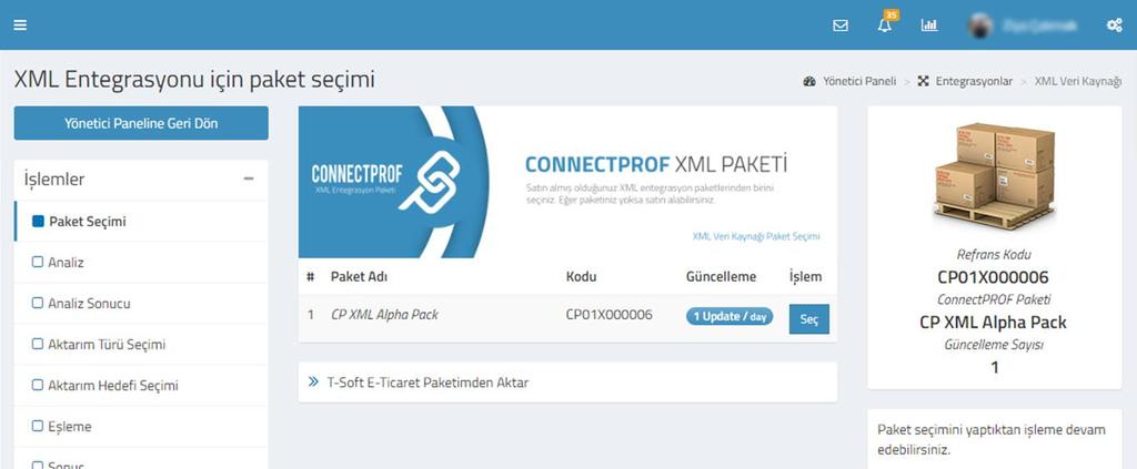 Entegrasyon Adımları ConnectProf üzerinde sol tarafta bulunan ana menü üzerinden Entegrasyonlar XML Veri Kaynağı yolunu izleyebilirsiniz.