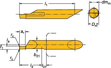 GENERL TURNNG Small part machining Küçük parça işleme CoroTurn XS CoroTurn XS kesici uçları lına kanal açma CXS-..F Toleranslar, mm (inç): l a= +0.05/-0 (+.002/-0) r ε= ±0.02 (±.