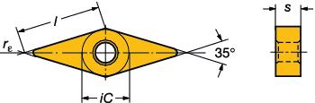 GENERL TURNNG nserts - dvanced cutting materials Kesici uçlar - Geliştirilmiş kesme malzemeleri Negatif temel şekilli kesici uçlar Negatif temel şekilli kesici uçlar T-Max P Eşkenar dörtgen 35 VNG SO