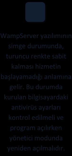 7 de gösterilen bu simge önce Kırmızı( Sunucu kapalı) sonra Turuncu(Sunucu başlıyor) en son Yeşil (Hizmete hazır) rengini alır. Şekil 9.6.