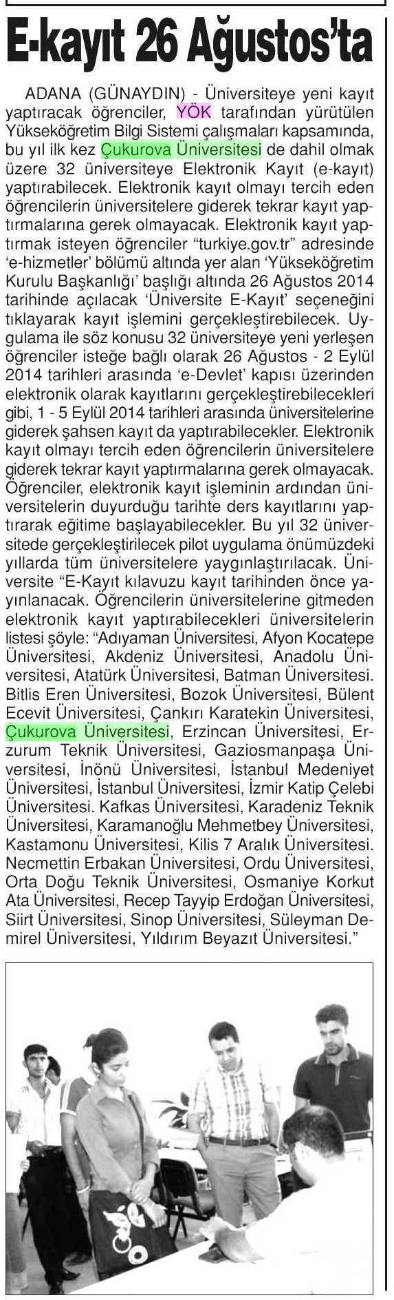 E-KAYIT 26 AGUSTOSLA Yayın Adı : Adana Günaydın Sayfa