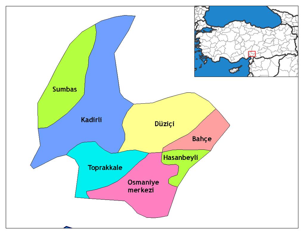 Şekil 4.1 Osmaniye İl Haritası Osmaniye Katı Atık Bertaraf ve Altyapı Hizmetleri Mahalli İdareler Birliği Alibeyli Mah.