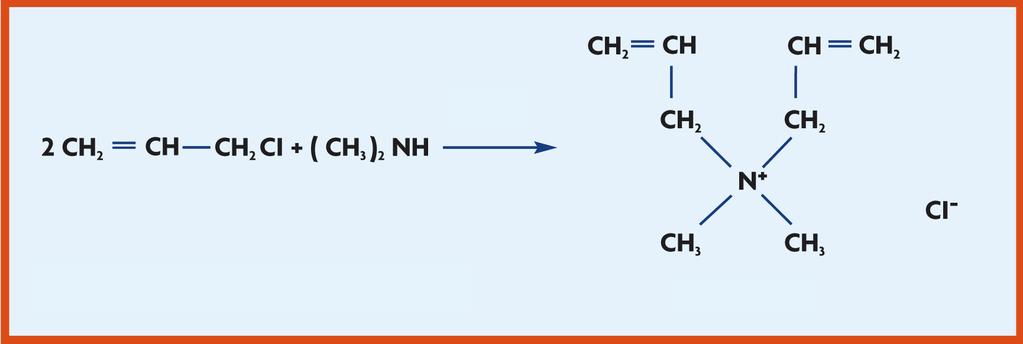 POLİDADMAK FLOQUAT Serisi 11 7 DADMAK (Diallil dimetil Amonyum Klorid), allil klorid ve dimetilaminden sentezlenir.