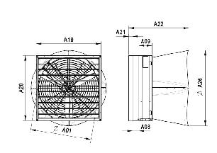 B Minimum fan boyutları Ø Pervane A B C D E F in cm (mm) 35 435 485 375 86 75 89 40 490 540 420 91 88 102 45 535 575 480 75 96 123 50