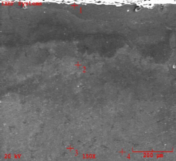 85 Şekil 6.32 de 650 º C de 7. çevrim sonunda numunenin SEM görüntüsünü incelendiğinde numune yüzeyinde 280 µm arasında yapısal değişiklik oluşmuştur.