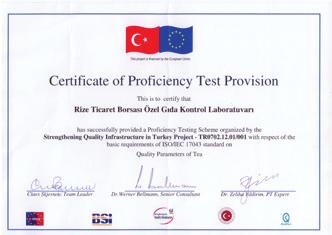 FAALİYET RAPORU 212 Borsa Laboratuvarı Çay Analizlerinin Güvenilirliği ni Test Etti Avrupa Birliği tarafından finanse edilip, T.C.