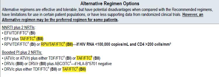 DHHS-Alternatif Tedaviler DRV RPV ABC/3TC TAF/FTC TDF/FTC
