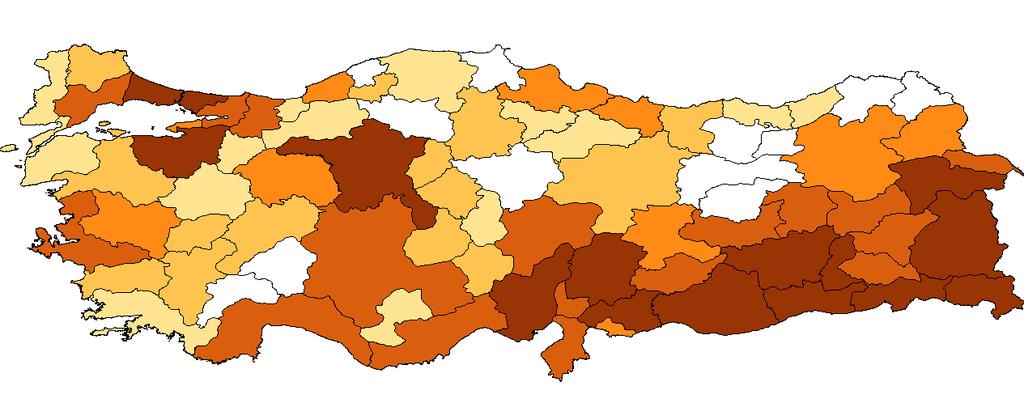 Bölge Planı düşmektedir. Bu dağılım derslik başına, Gaziantep te 49, Adıyaman da 36, Kilis te ise 27 öğrenci şeklinde görülmektedir.