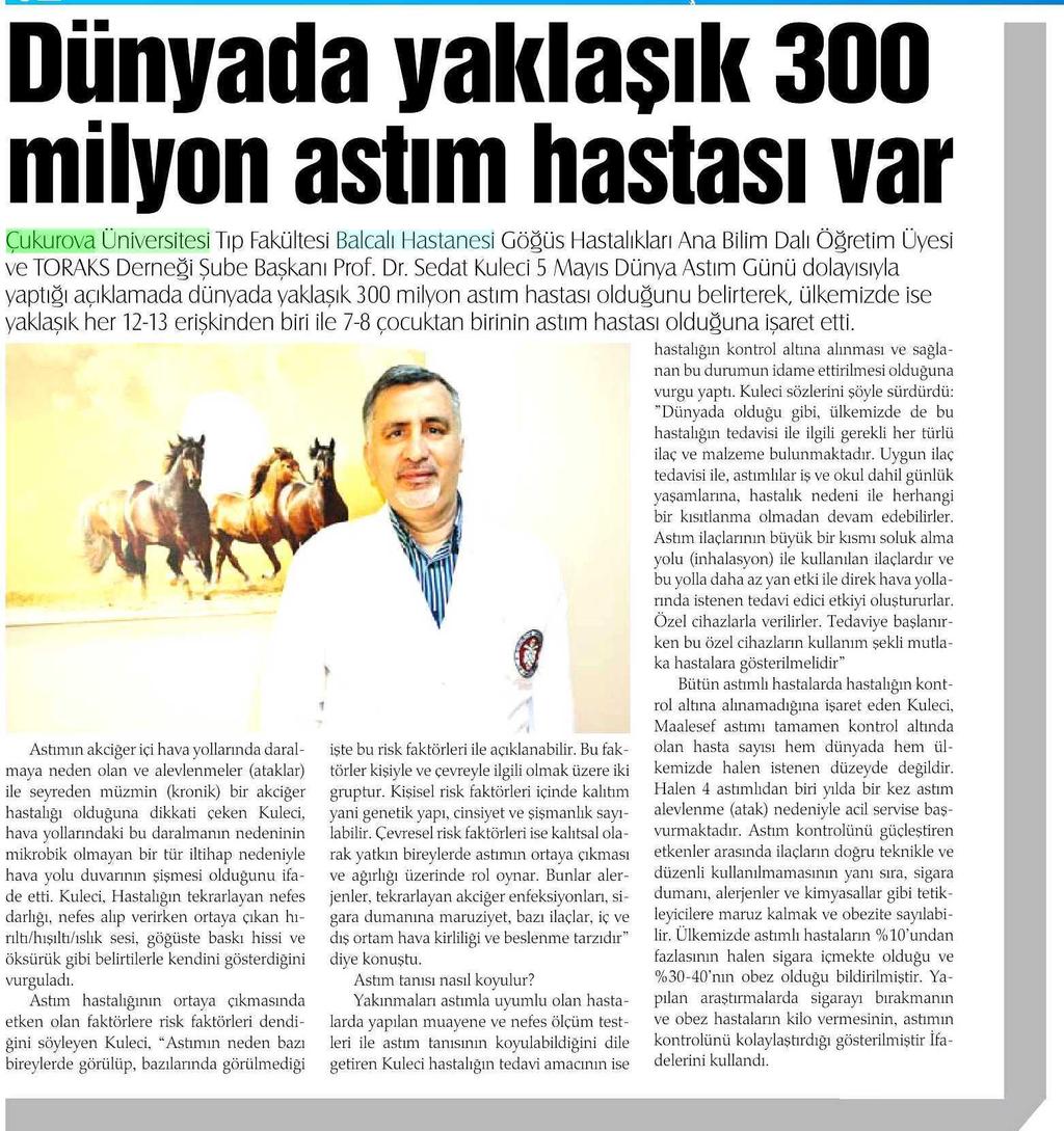 DÜNYADA YAKLASIK 300 MILYON ASTIM HASTASI VAR Yayın Adı :