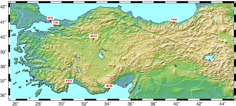 5 TEST VERİLERİ VE DEĞERLENDİRMESİ Bu çalışmada test verisi olarak, herkese açık olan Ankara, İstanbul, Trabzon, Mersin, Gebze ve Antalya istasyonlarından elde edilen GPS verileri seçilmiştir Bu