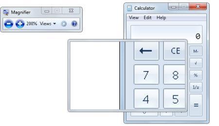 WINDOWS 7 Büyüteç Bu araç ile ekranın fare işaretçisi