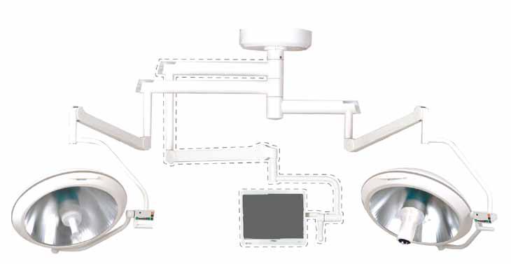 Ameliyathane Tavan Lambası, Kameralı Operation Ceiling Lamp with Camera System MODEL UM - OL / 2BC Lamba Özellikleri Işık Gücü: 80.000-160.