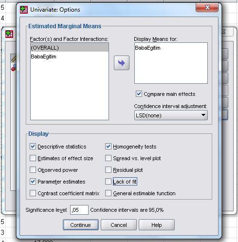 Ayrıca options menüsünden betimleyici istatistikler,