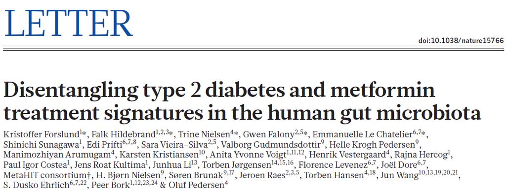 December 2015 784 gut metagenomu (Danimarka, İsveç, Çin, T2DM:199) Hasta ve kontroller arasında taksonomik ve fonksiyonel profil farklılıkları (Üç çalışma