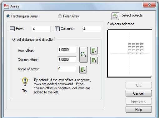 Array diyalog penceresi