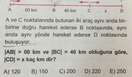 8V'lik yol, V hızıyla 3 8V 4 saatte alınır. V Kalan yol 16V'dir.