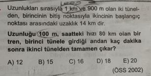 Trenin gideceği yol: Tünel uzunlukları