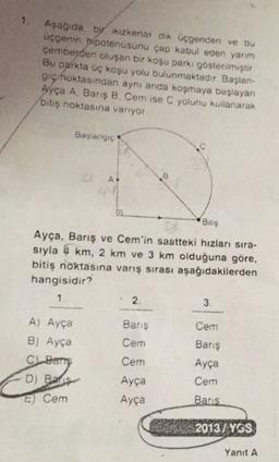 10 Hızı 5m/s olan araç bir turunu 4 sn'de tamamlar 5 10 3 m/s olan araç ise 60 sn de tamamlar.