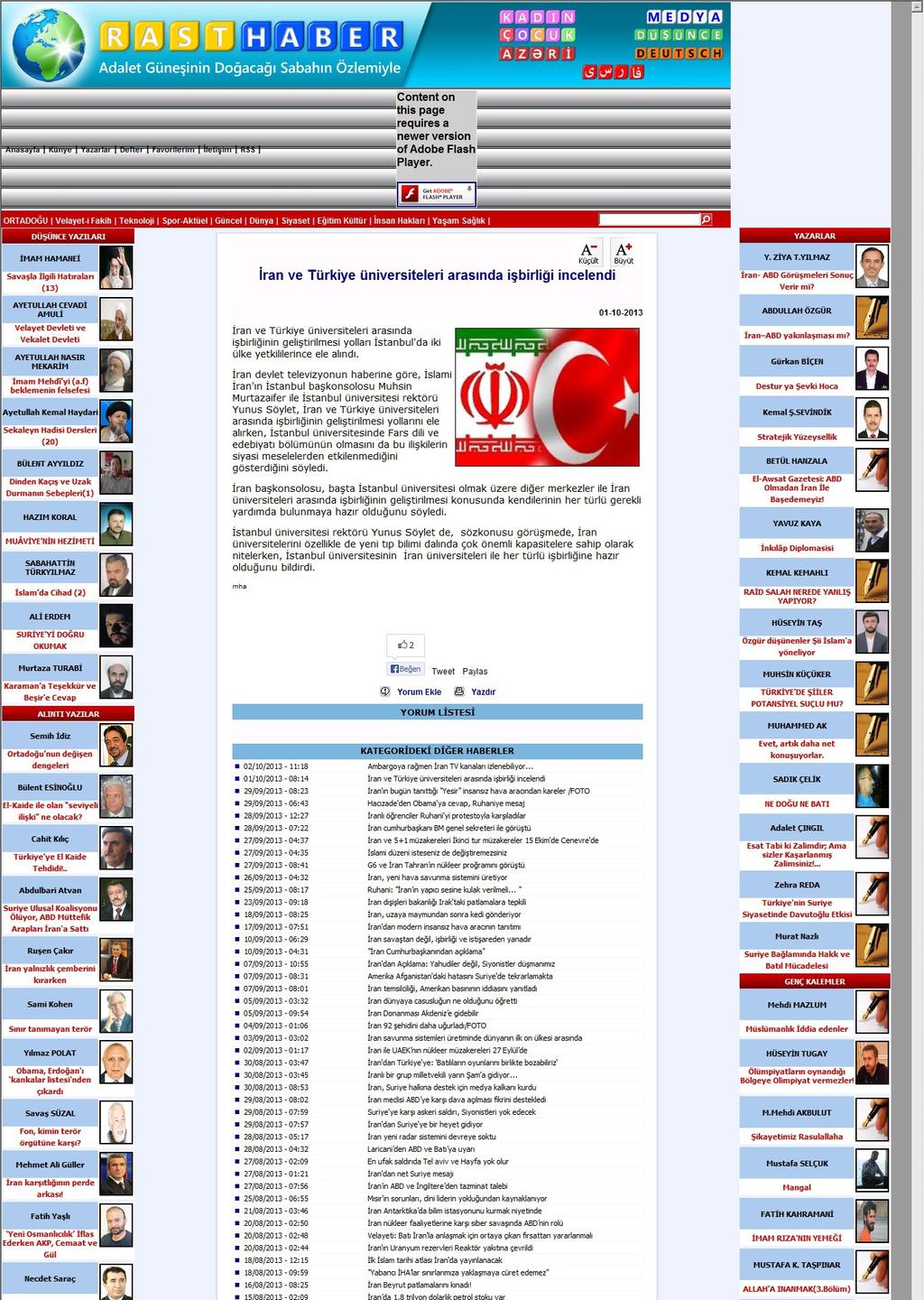 IRAN VE TÜRKIYE ÜNIVERSITELERI ARASINDA ISBIRLIGI INCELENDI Portal Adres : www.rasthaber.
