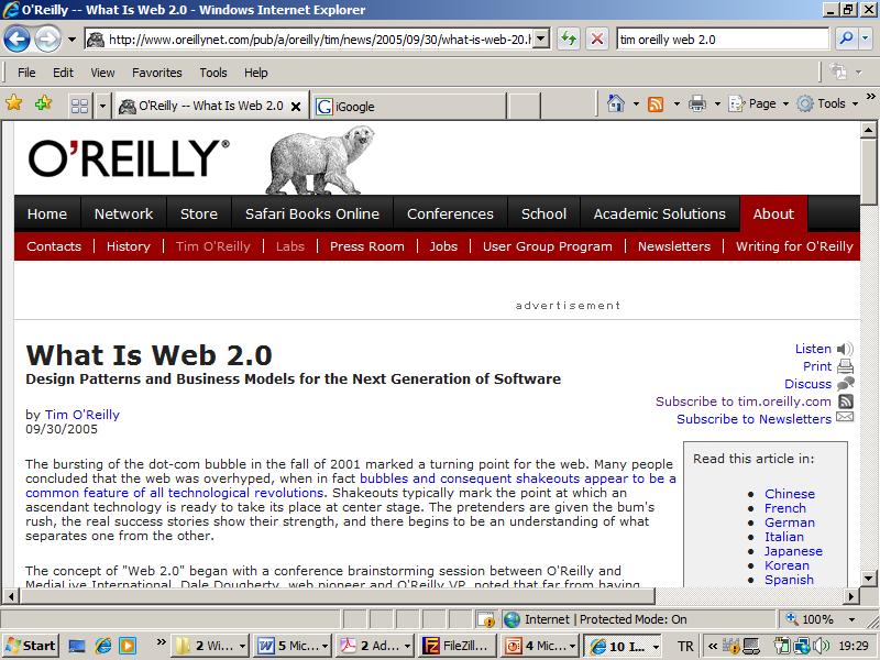 Web 2.0 Nedir? Source: http://www.oreillynet.