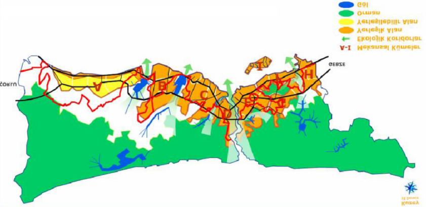 heyelan alanları, kumullar, erozyon alanları, %20 ve üzeri eğimli alanlar, dolgu alanları ve jeolojik açıdan riskli alanlar olarak belirlenmiştir.
