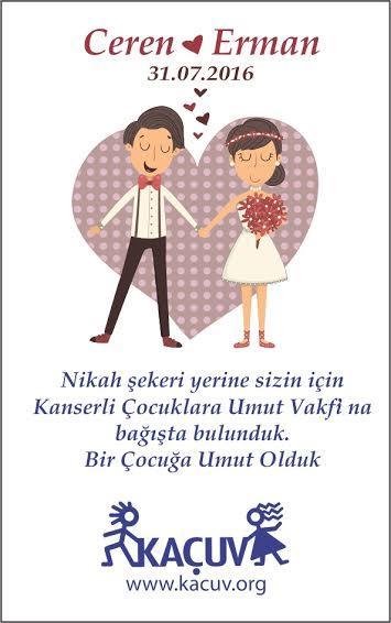 Nikah Şekeri Yerine Plastik Magnet Bu mutlu gününüzde KAÇUV nikah ürünlerini tercih ederek misafirlerinize anlamlı bir armağan sunabilir, Aile Evimizde konaklayan tedavileri süren çocuklarımıza umut