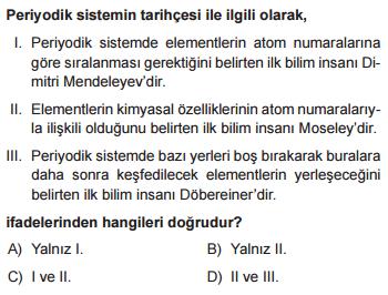 1) 8.3.1.1. Geçmişten günümüze periyodik sistemin oluşturulma sürecini