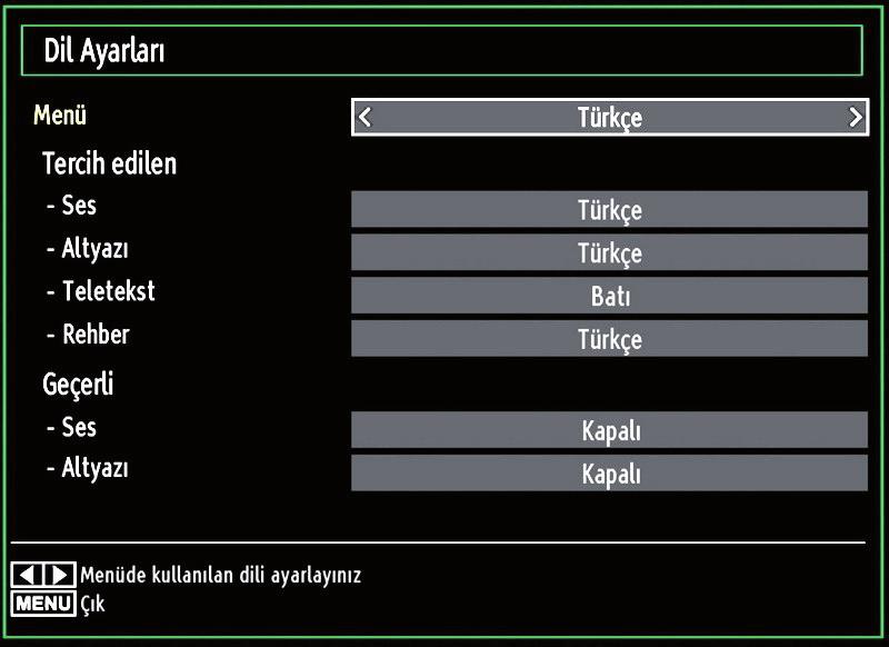 Zamanlayıcılar: Seçilen programlar için zamanlayıcıları ayarlar. Tarih/Saat: Tarih ve saati ayarlar. Kaynaklar: Seçilen kaynak seçeneklerini etkinleştirir veya devre dışı bırakır.