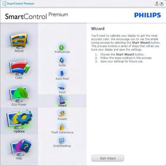 Standard (Standart) pencereden başlat İlk başlatma -Sihirbaz SmartControl Premium'u kurduktan sonra ilk kez başlattığınızda otomatik olarak Sihirbaza