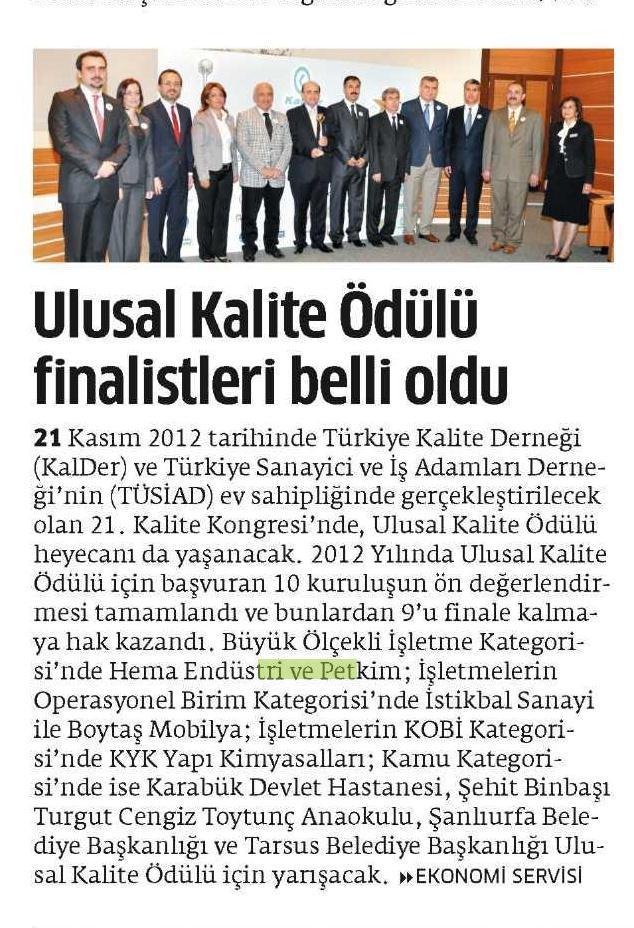 Ulusal Kalite Ödülü finalistleri belli oldu Yayın Adı Star Yayın Tarihi 26.09.